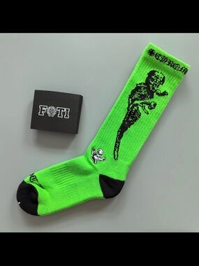 FOTI Neon Green Graphic Crew Socks - Men